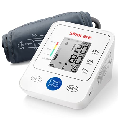 Sinocare BSX558 Tensiómetro de brazo, Tensiometro, Medidor de tensión arterial, Home Blood Pressure Monitor Máquina, Medición presión arterial frecuen