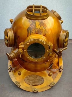 Casco de buceo de latón antiguo Morse Scuba Boston Divers Deep Sea Mark SCA Vintage