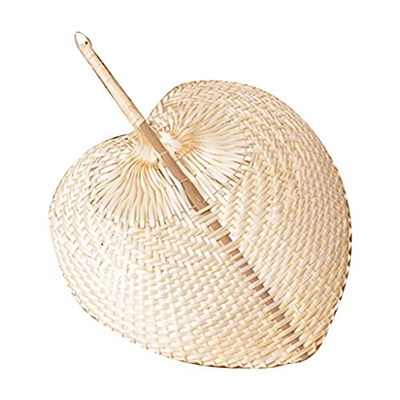 N/A 1 pieza de ventilador de refrigeración de verano puro Natural hecho a mano Diy en forma de corazón de bambú tejido ventilador Artificial Diy venti