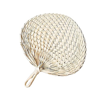 N/A 1 ventilador tejido a mano ventilador trenzado estilo chino ventilador de paja hecho a mano ventilador de mano de refrigeración repelente de mosqu