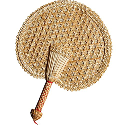 N/A Ventilador de Mano de Paja Tejido a Mano Viejo Verano Ventilador Tejido a Mano Natural y Respetuoso con el Medio Ambiente Ventilador Redondo Decor en oferta