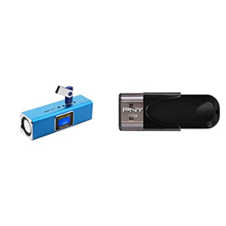 Technaxx Musicman MAAltavoz portátil (Jack 3.5 mm, USB, MicroSD, 2 x 3 W RMS, Pantalla LCD, UKW, 150 Hz18 kHz), Color Azul + PNY FD16GATT4-EFMemoria U en oferta