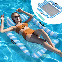 Hamaca Flotante, Hamaca de Agua, Hamaca Flotante Piscina Adulto, 4 en 1 Hamaca Inflable, Tumbona Flotante Piscina, con Bomba de Aire, Colchoneta Pisci características