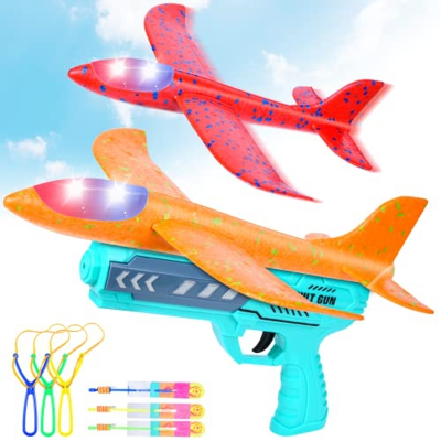 FORMIZON Planos de Espuma, Juguete de Avión de Catapulta con 2 Avión de Espuma, Juego de Disparos Juguete de Avión, Juguete Volador para NiñOs como Re