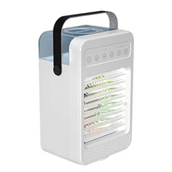 ANGELIA COMEAUX Ventilador De Aire Acondicionado Portátil, Enfriador De Aire De Bajo Ruido 4 En 1 Recargable por USB con Luz De 7 Colores Y 4 Velocida en oferta