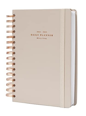 Agenda 2022 2023 Misty Gray - Agenda A5 - Agenda escolar 2022 2023 dia por página desde agosto de 2022 a julio de 2023│Agenda 2022 2023 dia por pagina