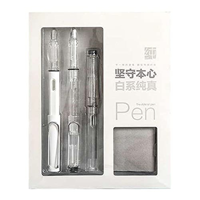 WENJIA Juego de Pluma estilográfica de 0,5 mm con 12 Cartuchos de Tinta 2 Puntas 1 Absorbente de Tinta Excelente Regalo de Escritura para Oficina de N