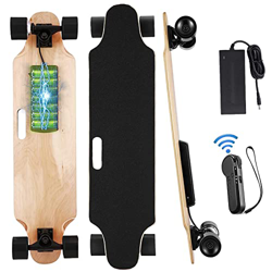 Longboard Skateboard Electrico con Control Remoto, Longboard Skateboard Completo 3 Velocidades,Velocidad Máx 20km/h,8 Capas Madera Arce Completa Monop en oferta