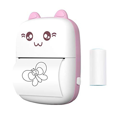 SHUAIGUO Mini Impresora Térmica Portátil BT Impresora Inalámbrica 200dpi con 1 Rollo de Papel Térmico Compatible con iOS para Imprimir Error Foto Memo