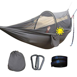 FMOPQ Hamaca para Viajes al Aire Libre, Hamaca para Acampar, Tela de paracaídas, Varilla automática antimosquitos, Jardines, Camping al Aire Libre, Ne precio