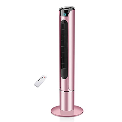 Ventilador de torre de 44,4" con mando a distancia, ventilador de suelo oscilante de 70°, ventilador silencioso sin aspas de 45 W, pantalla LED, tempo