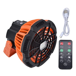 QQW Ventilador de Campamento con Luz Led, Ventilador Portátil Recargable con Control Remoto, Banco de Energía Del Ventilador de Techo, Rotación de 180 características