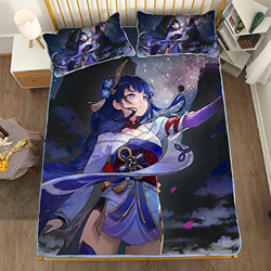 ACOSDARY Impacto de Genshin: Raiden Ei cielo estrellado Colchón, Microfibras de impresión 3D Alfombrilla de seda de hielo de anime, almohadilla de enf en oferta