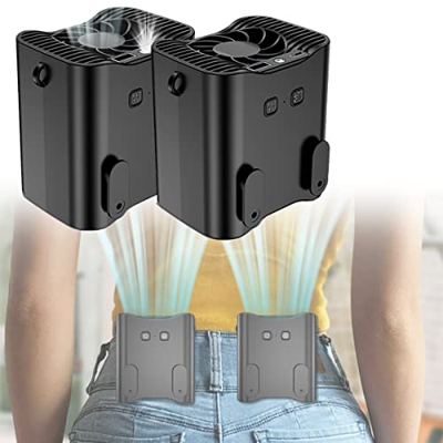 2pcs 12000mah Cintura Clip Fan, 12-24 Horas De Trabajo, 3 Velocidades, Flujo De Aire Fuerte De 11 M/S, Banco De Energía Y Función De Linterna, Ventila