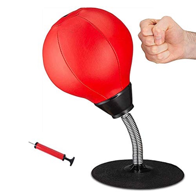 Bolsa de perforación de Estrés Buster Desktop - Bolsas de Boxeo de Escritorio Base de succión Relieve Free Standing - Divertido extra fuerte Regalo de