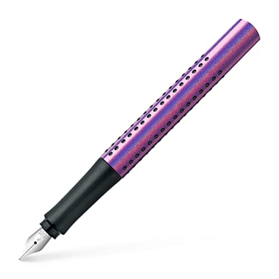 Faber-Castell 140841 Grip Edition Glam - Pluma estilográfica (ancho de trazo F, 1 unidad), color morado