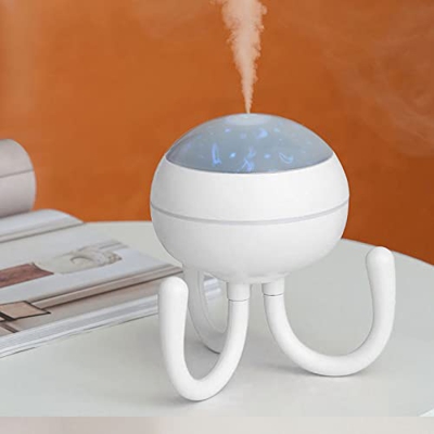 OUKENS Humidificador para Dormitorio, USB 200ml Diseño de Pulpo Mini humidificador, 2 Modos Silencio Ahorro de Espacio Luz Nocturna Función de tempori