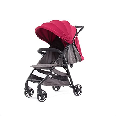 Baby Monsters Silla de paseo + Capota Kuki (Burdeos) - Carrito Bebé Plegable, Compacto y Cómodo