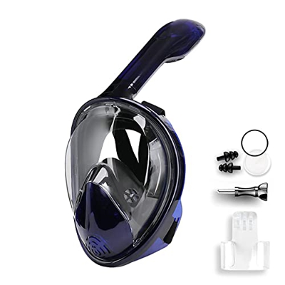 KEYOZA Máscara De Buceo 180 ° Antivaho Antifugas con Tubo Plegable Y Soporte para Cámara para Adultos Y Niños Jóvenes para Esnórquel Seco, Natación,A,