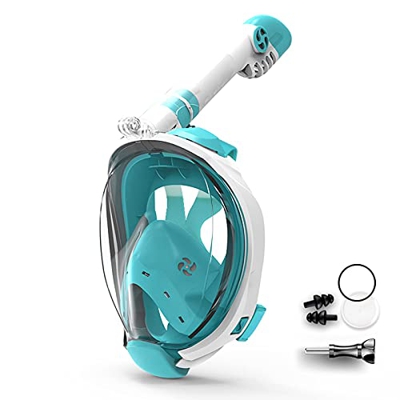 KEYOZA Máscara De Buceo 180 ° Antivaho Antifugas con Tubo Plegable Y Soporte para Cámara para Adultos Y Niños Jóvenes para Esnórquel Seco, Natación,D,