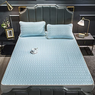 HCZS Estera de enfriamiento de Cubierta de Seda de Hielo de Verano Plegable Plegable, emulsión con Funda de Almohada Artefacto de enfriamiento de Vera