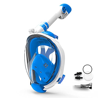 KEYOZA Máscara De Buceo 180 ° Antivaho Antifugas con Tubo Plegable Y Soporte para Cámara para Adultos Y Niños Jóvenes para Esnórquel Seco, Natación, M