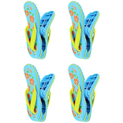 Paquete de 4 diseños de pantuflas con clip de toalla de playa, colores brillantes, tamaño extra, perfecto para ropa, colchas, sillas de piscina, patio en oferta