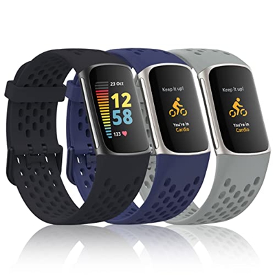 Wizvv Correa Compatible con Fitbit Charge 5 Tracker, Correas de Reloj Deportivo de Silicona Suave y Transpirable de Repuesto para Charge 5 para Mujere