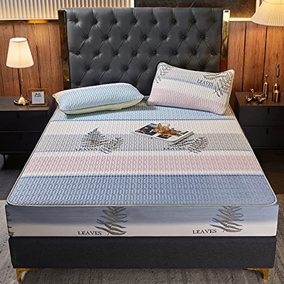 HCZS Cubierta de Seda de Hielo de Verano, Estera de enfriamiento, con Funda de Almohada Plegable, Almohadilla de Gel para colchón de enfriamiento, Cub