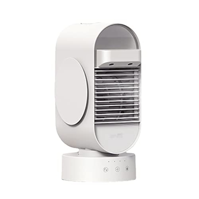 Ventilador de escritorio pequeño USB, enfriador de aire de mesa de escritorio portátil silencioso de 3 velocidades, rotación de cabeza y oscilación ha