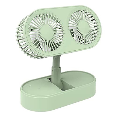 Ventilador USB de doble cabeza, mini ventilador de refrigeración por aire plegable con 3 velocidades de viento ajustables, mini ventilador personal de
