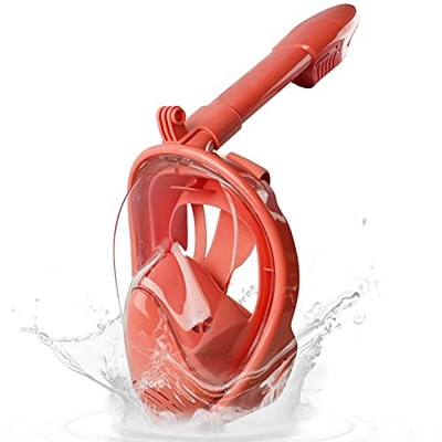 KEYOZA Máscara De Esnórquel para Niños Cara Completa 180 ° Panorámico Anti-Vaho Anti-Fugas Snorkel De Seguridad con Soporte De Cámara De Acción Desmon