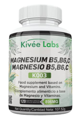 Kivéelabs 120 Cápsulas - Magnesio con vitaminas B5, B6 y Vitamina C - Magnesio Bisglicinato - Sin gluten, apto para veganos y sin OMG. en oferta