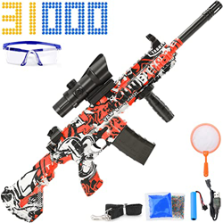 Electric M416- Gel Ball Blaster, Splatter Ball Blaster, Foam Blasters 31000 Water Beads Munición/Gafas para adultos/mayores 12 años Actividades equipo características