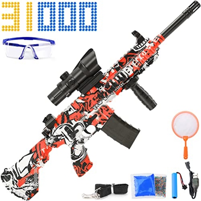 Electric M416- Gel Ball Blaster, Splatter Ball Blaster, Foam Blasters 31000 Water Beads Munición/Gafas para adultos/mayores 12 años Actividades equipo