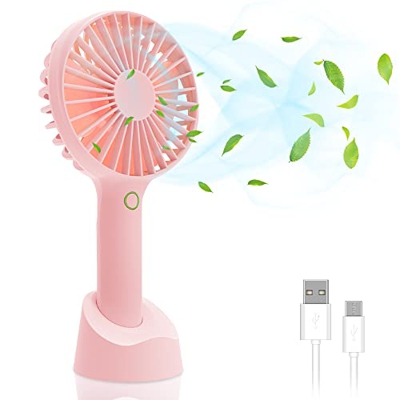 Delamiya Mini Ventilador USB, 2500 mAh Recargable Ventilador de Mano 4 Velocidades Ajustables Oficina Portátil para Viajes Hogar Al aire Libre y Campi