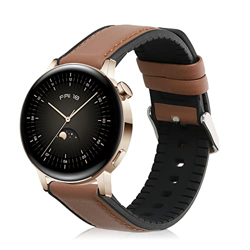 kwmobile Pulsera Compatible con Huawei Watch GT3 (42mm) / Watch GT2 (42mm) / Watch 2 - Correa marrón/Negro de Cuero y Silicona para smartwatch características