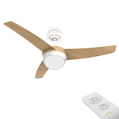 Newlux - Ventilador de Techo con Luz y Mando a Distancia Roof W420 con 3 Aspas (Ø106cm), Programable hasta 8h y 3 Velocidades. Motor de Cobre 60W y Ár