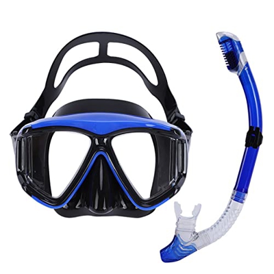 RobinEllis Gafas de Buceo Subacuáticas Profesionales Snorkel Máscara de Buceo Antivaho Gafas de Buceo Snorkel,Blue,One Size