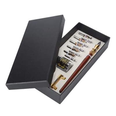 Juego de Pluma Estilográfica, Caja de Regalo de Escritura de Estilo Europeo Empaquetado Juego de Pluma de Caligrafía Elegante Vintage Punta de Acero I