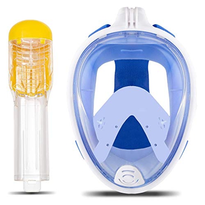 Spacmirrors Máscara de Buceo, máscara de Buceo Visible de 180 ° Plegable de Cara Completa, antivaho y antifugas, máscara de esnórquel con Soporte de c