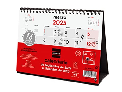Finocam - Calendario de Sobremesa 2022 2023 Neutro 16 meses Mes Vista Septiembre 2022 - Diciembre 2023 (16 meses) Neutro Español