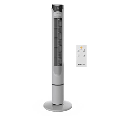 Newlux - Ventilador de Torre sin Aspas W130 (45W) con Altura 103,5cm, 3 Vel, 3 Modos, Oscilación de 70º, Temporizador 12h y Diseño Compacto. Ventilado