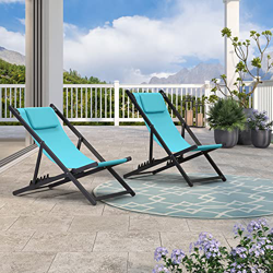 PURPLE LEAF Conjunto de 2 Tumbonas Jardin Exterior Plegables Tumbonas Aluminio Tumbonas de Playa con Respaldo Regulable en 5 Posiciones, Lago Azul características