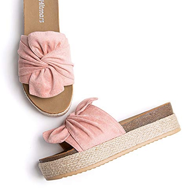 Sandalias Plataforma Mujer Verano Alpargatas Mules Cuña Punta Abierta Zapatillas de Tacón Playa Comodas Zapatos Vestir Slip On Rosa 38 EU