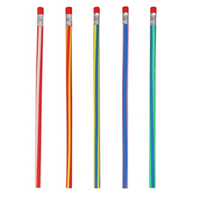 Obelunrp Lápices Flexibles lápices Suaves y Flexibles con Borrador para Estudiantes Suministros estacionarios creativos de niños 50 PC, lápices a Raya
