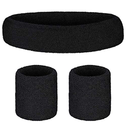 Juego de Bandas para el Sudor, incluye Diadema Deportiva y Muñequeras para el Sudor de Algodón, Banda para el Sudor para Gimnasio, Tenis, Fútbol, Balo en oferta