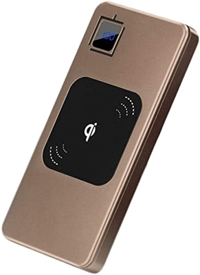 AyM Banco de energía de Cargador inalámbrico, Paquete de baterías externos portátiles de 10000 mAh con QC 3.0 Puertos y DIRIGIÓ Mostrar Compatible con