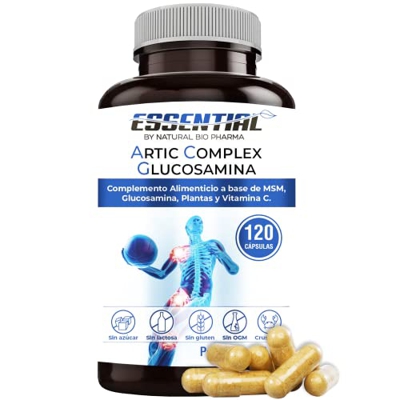 Glucosamina + MSN + Cúrcuma con Pimienta Negra. Potente Antiinflamatorio Natural que Reduce el Dolor Muscular y de Articulaciones. Protector y Regener