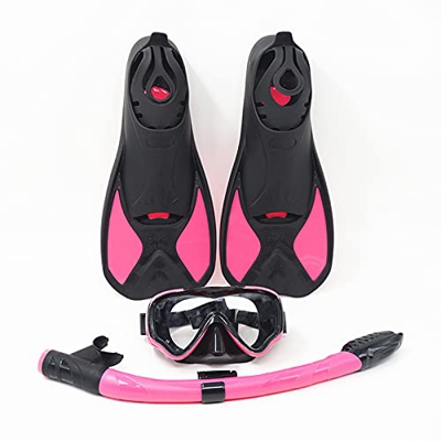 TNIU Equipo de esnórquel, gafas de natación, vista panorámica, antivaho, antifugas, kit de aletas de buceo con parte superior seca, máscara de buceo, 